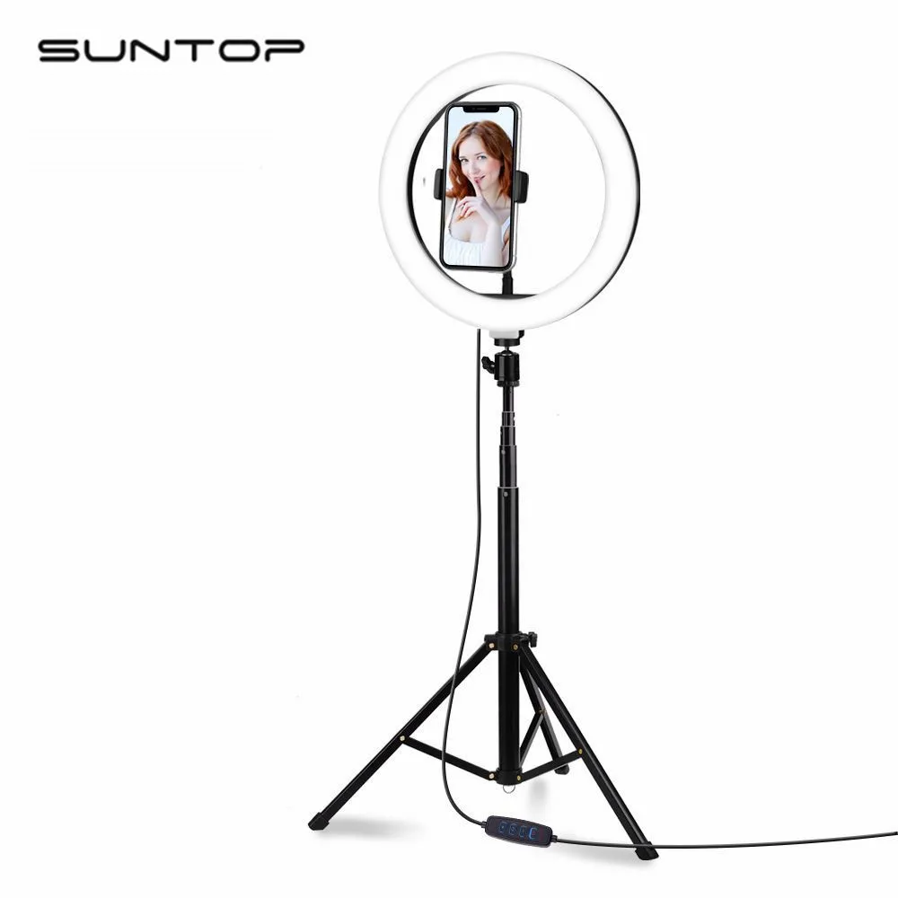Ring Light 26cm/10in LED Selfie Dimmable Ring Lamp Photo Video Camera