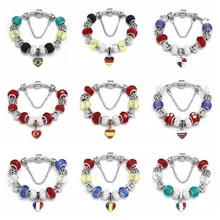 Модные ювелирные браслеты, DIY браслет из сплава с бусинами, Национальный флаг бисерный браслет подарок на день Святого Валентина