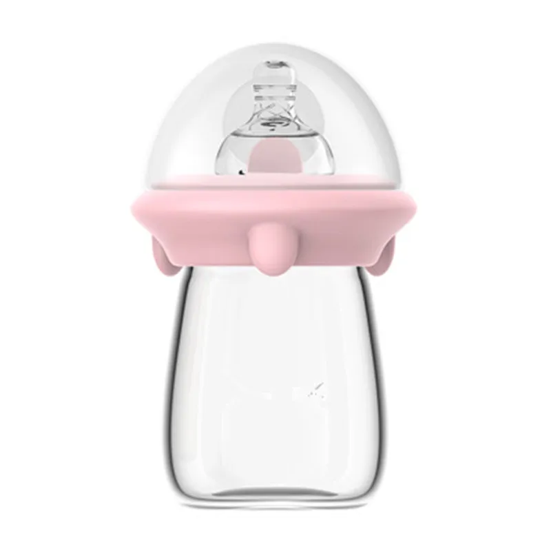 Wide Caliber Glass Baby Bottle for Newborn Baby Bottle Anti-flatulence Baby Bottle Baby Feeding Without Handle Without BPA 120ML