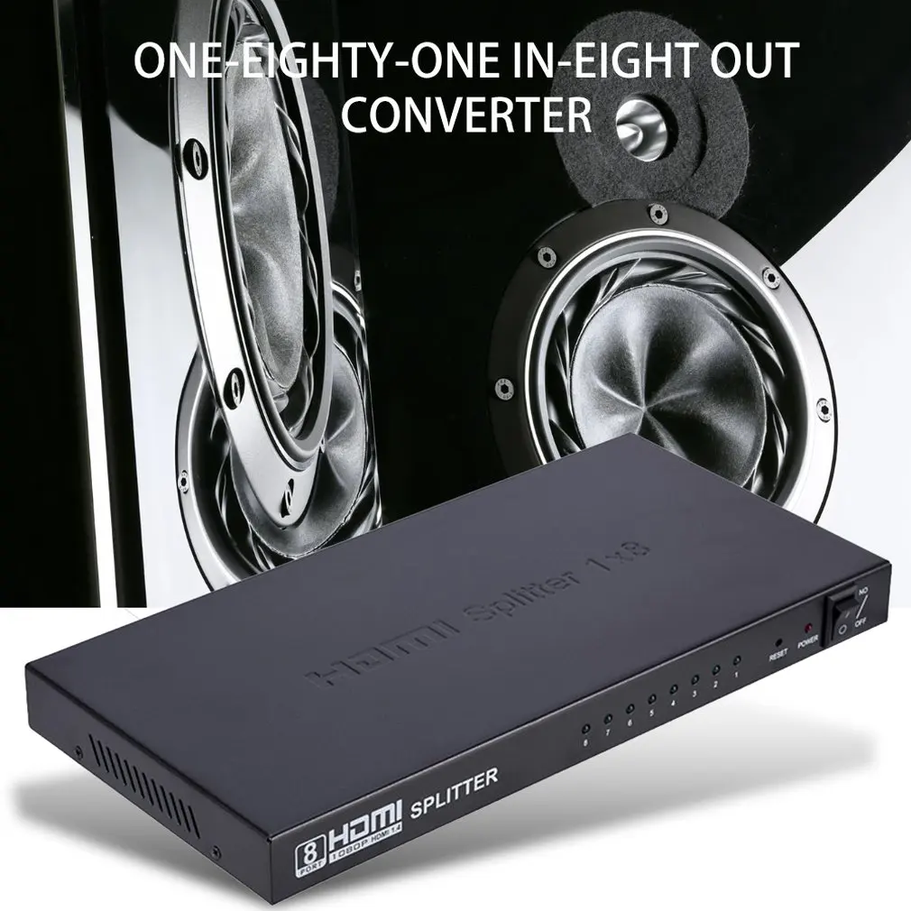 4K x 2K 3D 1080p HD HDMI Splitter 8 Ports Hub Box Auto Switch 1 In 8 Out Switcher with Power Adapter