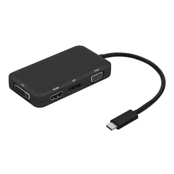 

VKTECH Type-C Hub 4 in 1 USB-C to 4K HDMI+DVI+VGA DisplayPort DP Hub Adapter Splitter Cable for Notebook Computers Universal