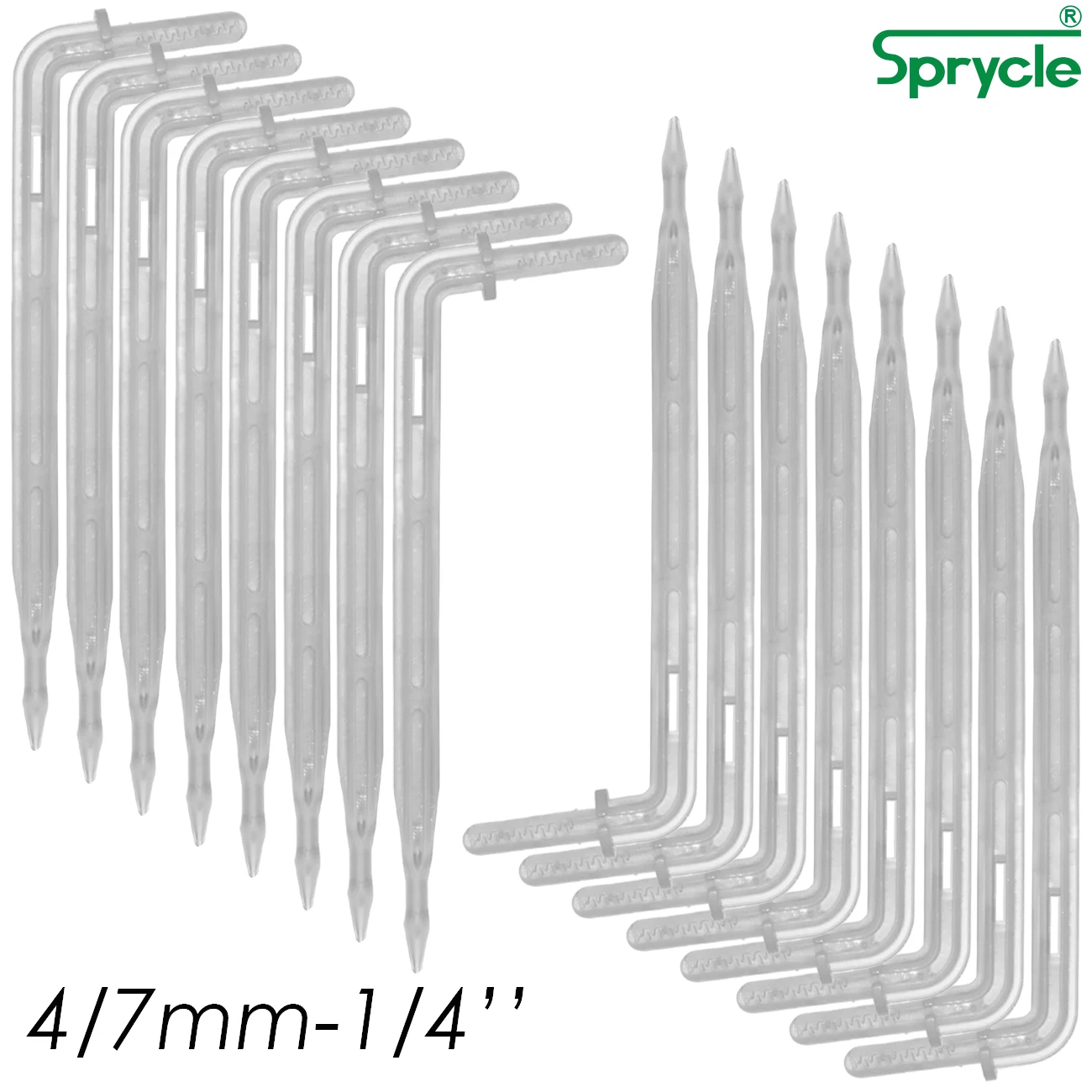 Прозрачный капельный рычаг SPRYCLE 25 шт. 4/7 мм 1/4 дюйма OD = 4 5 изгиб излучатель