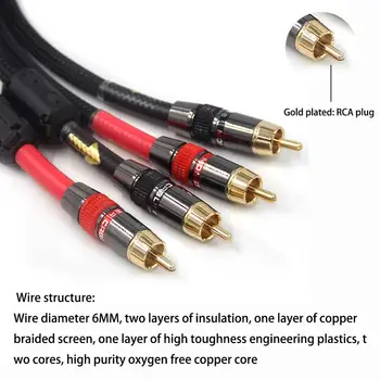 

1 Pair Audio 2rca to 2rca Interconnect Cable gold rca plug CD AMP HiFi audio line audio cable