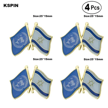 

U.N & Israel Friendship Flag Pin Lapel Pin Badge Brooch Icons 4PC