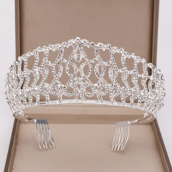 

Crown Jewelry Silver color Crystal Bridal Wedding Crown Headpiece Queen Tiaras And Crowns For Bride Wedding Hair Accessories