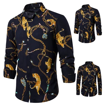 

2019 NewAutumn Men Shirts Casual Slim Fit Button Down Long Sleeve Casual Social Shirt