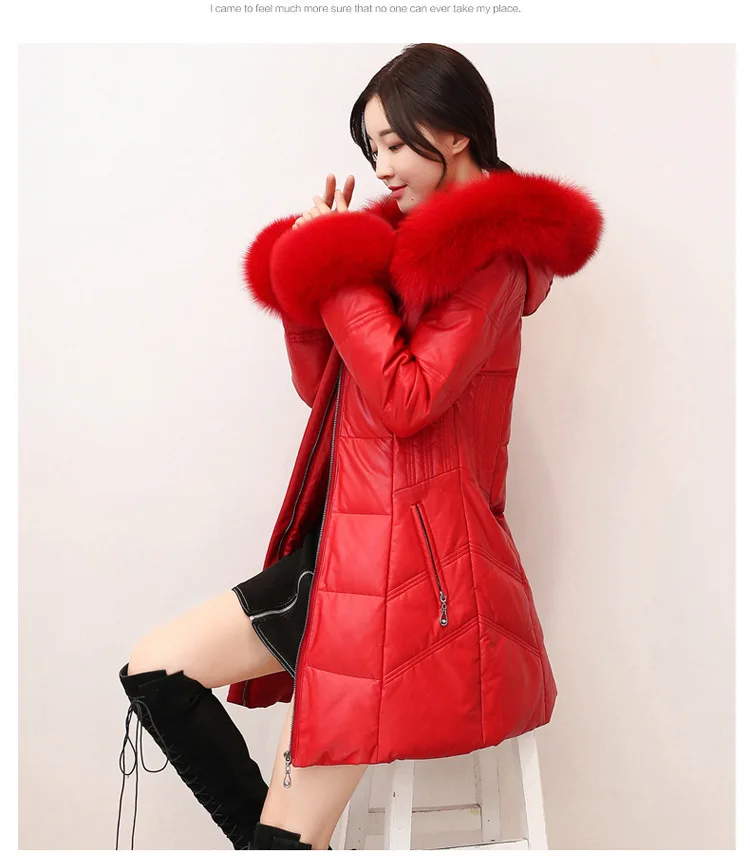 winter sheep skin leather leather leather jacket and long sections down jacket 930