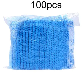 

100Pcs Disposable Hat Round Non-Woven Headgear Dust-Proof Chef Food Factory Workshop Anti-Hair Fall Cap