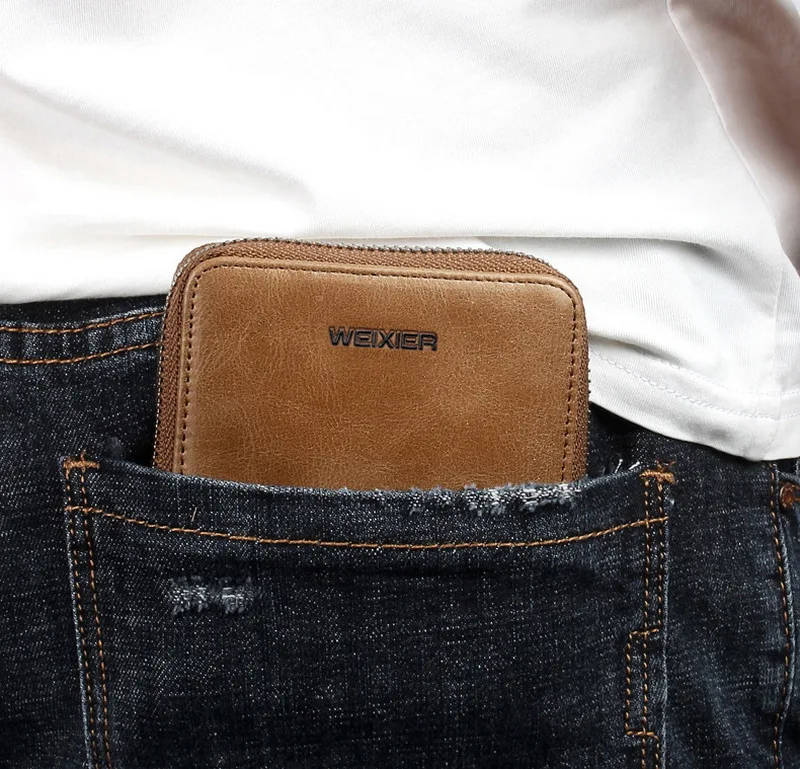 Vintage Zipper Wallet Men PU Leather Clutch Change Purse Bank Credit ID Card Holders Coin Pouch Pocket Case Cover Bag XB480