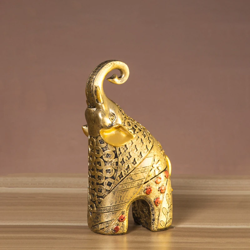 1 комплект золотой слон статуя украшение для дома аксессуары Смола животное индийский сувенир гостиная орнамент современные украшения