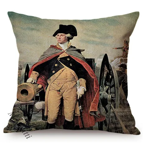 Oil Painting Art Great Celebrity General Costume Equestrian Portrait Design Sofa Throw Pillow Case Home Decorative Cushion Cover K165-8