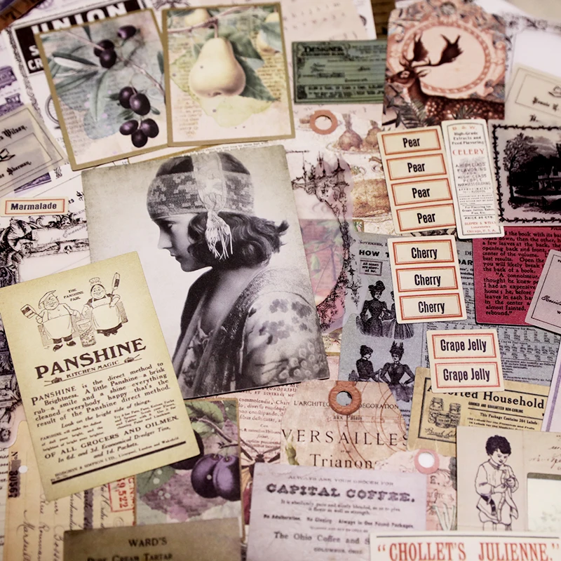 

Junk Journal Retro Series Vintage Character\Label\Tag\Border\Ticket\Receipt\Old Newspaper\Flower\Plant Decorative Stickers