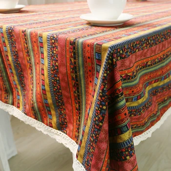 

Bohemia Table Cloth Cotton Striped Lace Tablecloth Rectangular Tablecloths Dining Table Cover Obrus Tafelkleed Mantel Mesa Nappe