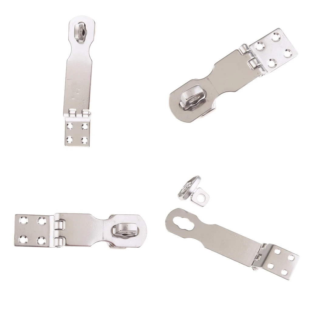 4 packs 97mm/63mm Padlock Hasp Door Clasp Gate Lock Stainless Steel Twist Knob for Door Window Security