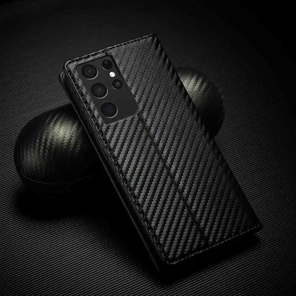 Magnetic Case for Samsung Galaxy S8 S9 S10 S20 S21 S22 Plus Ultra S20FE S21FE Wallet Case PU Leather Classic Flip Cover