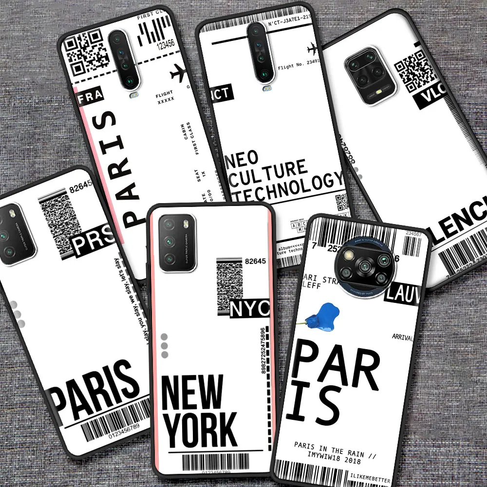 Чехол для телефона с изображением билета из города Париж и Мексики Xiaomi Mi Poco X3 NFC M3