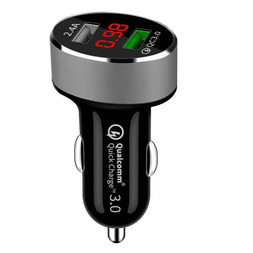 СВЕТОДИОДНЫЙ цифровой дисплей Quick Charge Qc3.0 автомобильное зарядное устройство с 2.4a Dual USB Автомобильное зарядное устройство автомобильное зарядное устройство с дисплеем напряжения тока