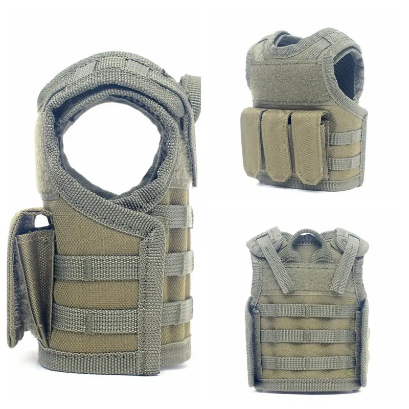 Tactical Beer Bottle Set Military Molle Vest Beverage Bottle Set Adjustable Hunting Beer Bottle Vest
