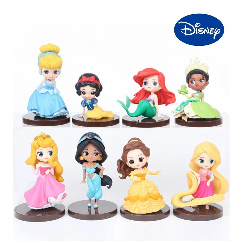 8 шт./компл. disney фигурки принцесс игрушка бальное платье Белоснежка "Русалка" Рапунцель Ариэль "," Золушка "Принцесса Белль Модель Коллекция