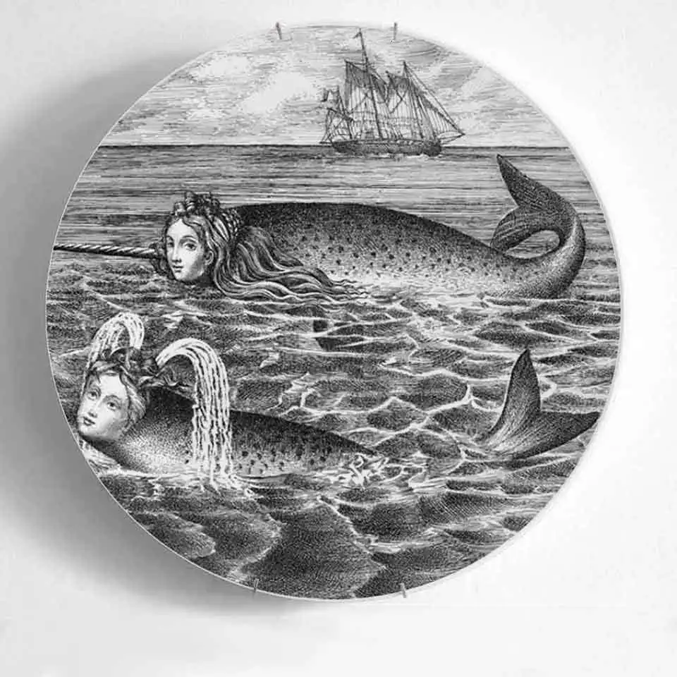 6/7/8 фут домашное украшение rosenthal Piero fornasetti блюдо Керамика пластина иллюстрации настенная подвесная панель аксессуары посуда Искусство ремесло - Цвет: 7