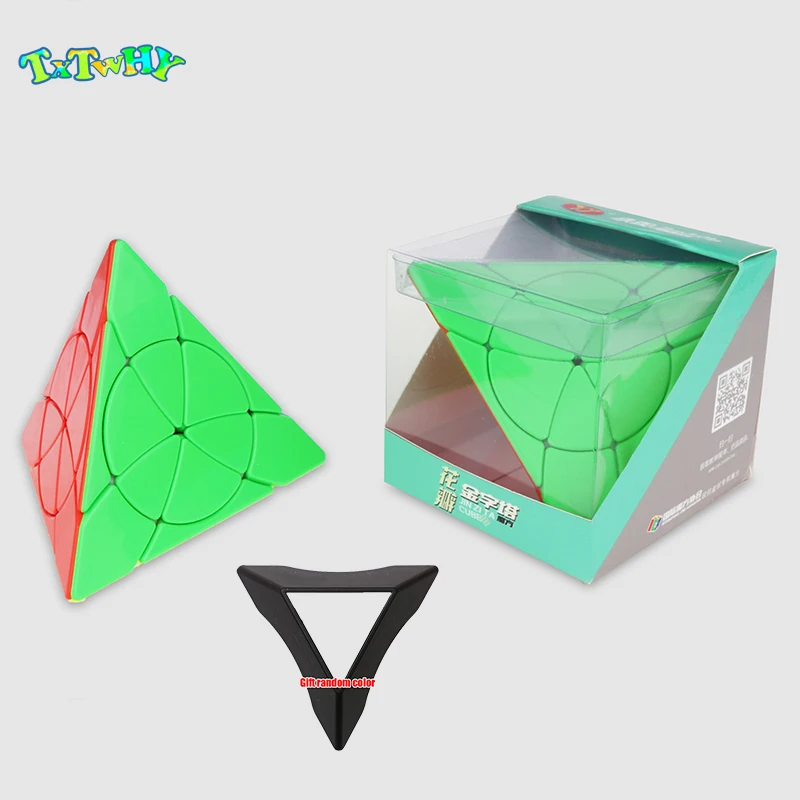 

YJ YongJun Petal Pyramid Leaf shaped Stickerless Pyramid Magic Cube Twist Puzzle Toy Brain Teaser 3D IQ Game 3x3 YJ Leaf Gift