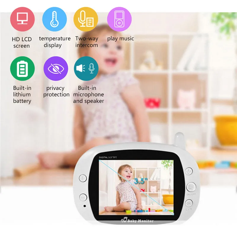 

2.4GHz LCD Display Screen Audio Video Receiver Wireless Digital Video Kids Baby Sleeping Monitor Night Vision Temperature Sensor
