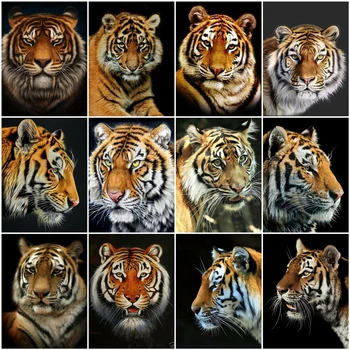 

AZQSD Unframe Painting By Numbers Tiger Picture For Living Room Home Decoration DIY Coloring By Numbers Animal Unique Gift