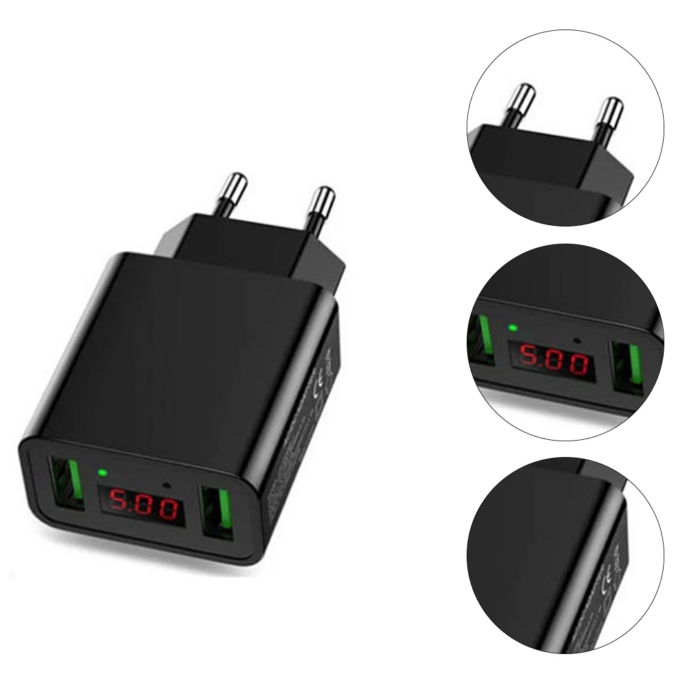 USB зарядное устройство для телефона универсальное 2 порта для мобильного телефона с ЖК-дисплеем и цифровым дисплеем портативное зарядное устройство с европейской вилкой для мобильного телефона с быстрой зарядкой