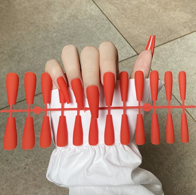 Solid Color Matte Super Long Coffin False Nail Ballet Press on Nails Tips for Nails Art Artificial Fingernails Fake TJP1170-Y20