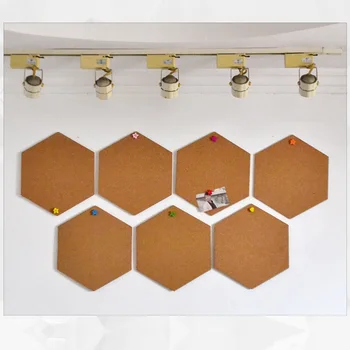 

4pcs Cork Board Drawing Self Adhesive Multifunction Stickers Wall Message Wood Bulletin Home Hexagon Photo Background Frame
