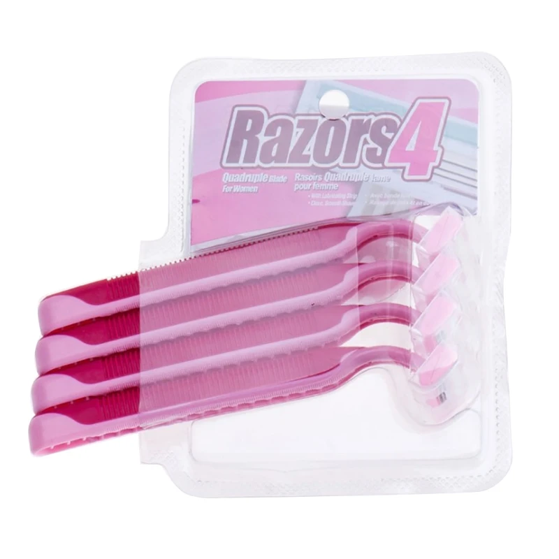 

4 Pcs Sensitive Women's Disposable Razors with Safety Cover attached on Stainless Steel Razor Womens Face Shaver