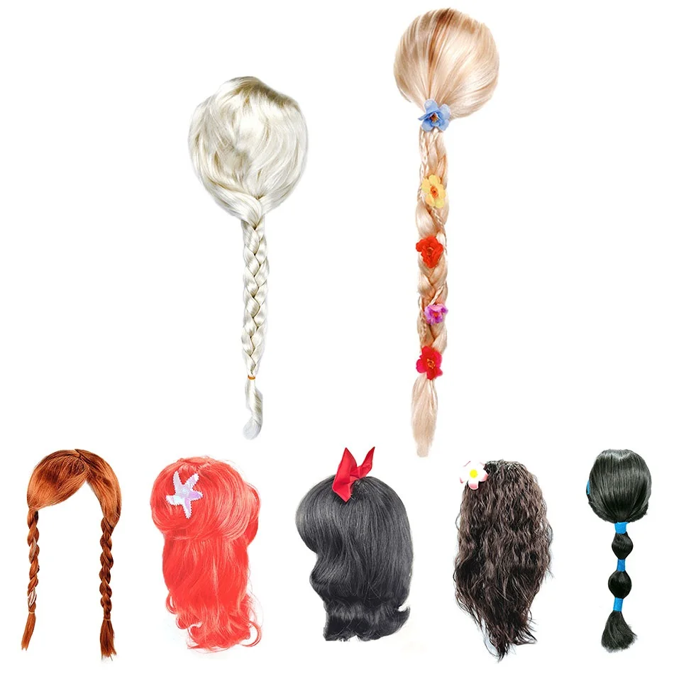 Party-Supply Mermaid-Hair Anna Wig Jasmine Rapunzel Elsa Girl Kids Children Halloween