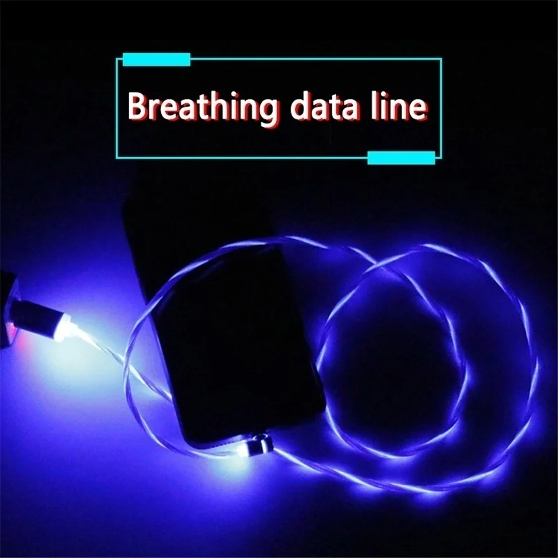 LED Glow Flowing Magnetic USB Cable Fast Charger for Huawei P Smart Z Y5 Y9 2019 P30 lite Nova 4e 5 Honor 7 20 9X 8C 8X 6C 7X 5A apple iphone charger cable