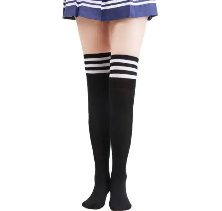 1 пара, женские чулки в полоску для девочек, корейские, японские, kawaii, носки под форму Лолиты, Повседневные Гольфы, длинные носки