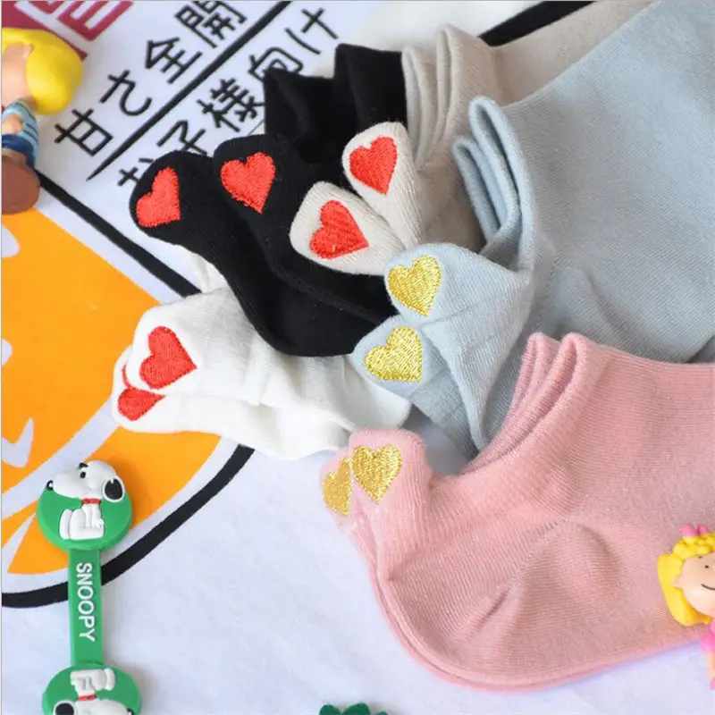 1 пара, женские носки с сердечками, милые, для колледжа, простые, забавные, женские носки, теплые, хлопковые, весна-лето, Harajuku SOx, носки для девочек