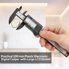 Calibre digital prático 100 mm plástico eletrônico digital paquímetro com grande tela lcd (sem bateria) digital micrômetro