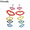 Sale Fashion Rhinestone Lips Long Drop Earrings For Women Jewelry Party Nightclub Big Statement Earrings 2019 1871071232