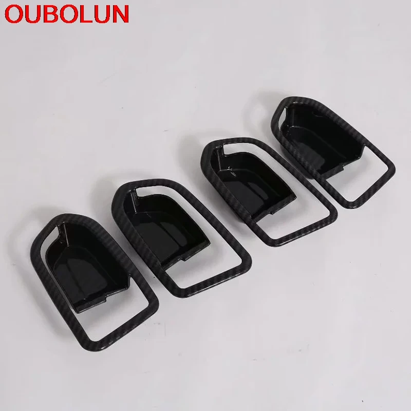 

OUBOLUN For Toyota Rush 2018 2019 2020 Inner Door Handle Bowl Cover Trim Sticker Interior Accessories Styling ABS Carbon Fiber