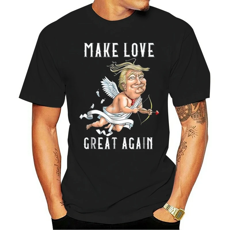 Футболка Make Love Great Again Funny Donald Trump черная футболка S-3Xl новые модные мужские топы