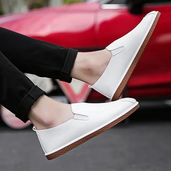 

Summer Breathable Mens Driving Shoes Split Leather Penny Loafers Men Flats White Italian Loafer Luxury Designer Moccasins