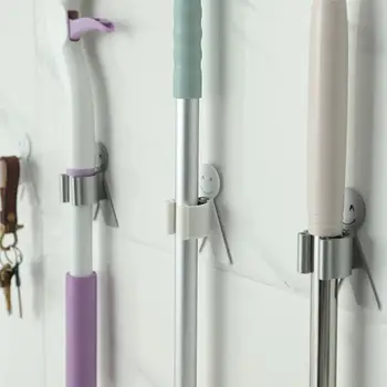 

Wall Mounted Mop Organizer Holder Brush Broom Hanger Storage Rack Kitchen Tools Wall Housekeeper Accessories Hanging Pipe Hooks