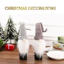 Восхитительный чехол для бутылки вина искусственная борода Рождественский Декор Санта-Клаус Набор рождественских украшений для дома