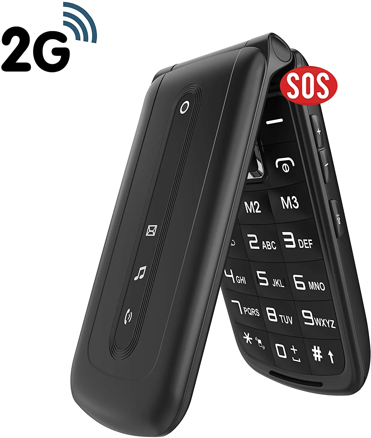Flip Mobile Phone for Seniors with SOS Big Button on The Back, SIM-Free Dual SIM Dual Standby Quick Dial Key Easy-to-use Phones