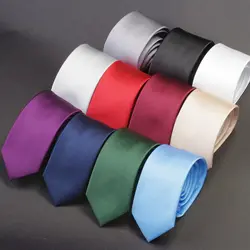 RBOCOTT Однотонные галстук 6 см тонкий галстук Для мужчин галстук одноцветное Цвет Узкие галстуки для Для мужчин красные свадебные Модные