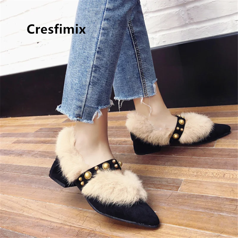 

Cresfimix Ladies Classic High Quality Pointed Toe Black Slip on Flat Shoes Women Fashion Sweet Pink Shoes Talon Femme B9051