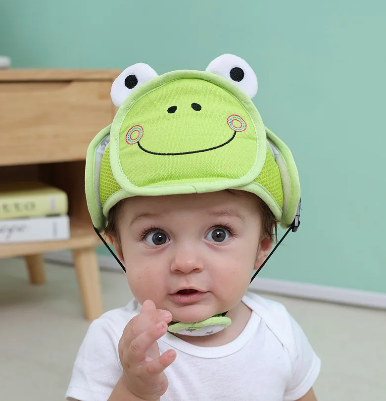 Детская кепка для защиты головы, Детская кепка для ходьбы, анти-столкновения, детская защитная каска защита головы, шапка для малыша - Цвет: frog hat