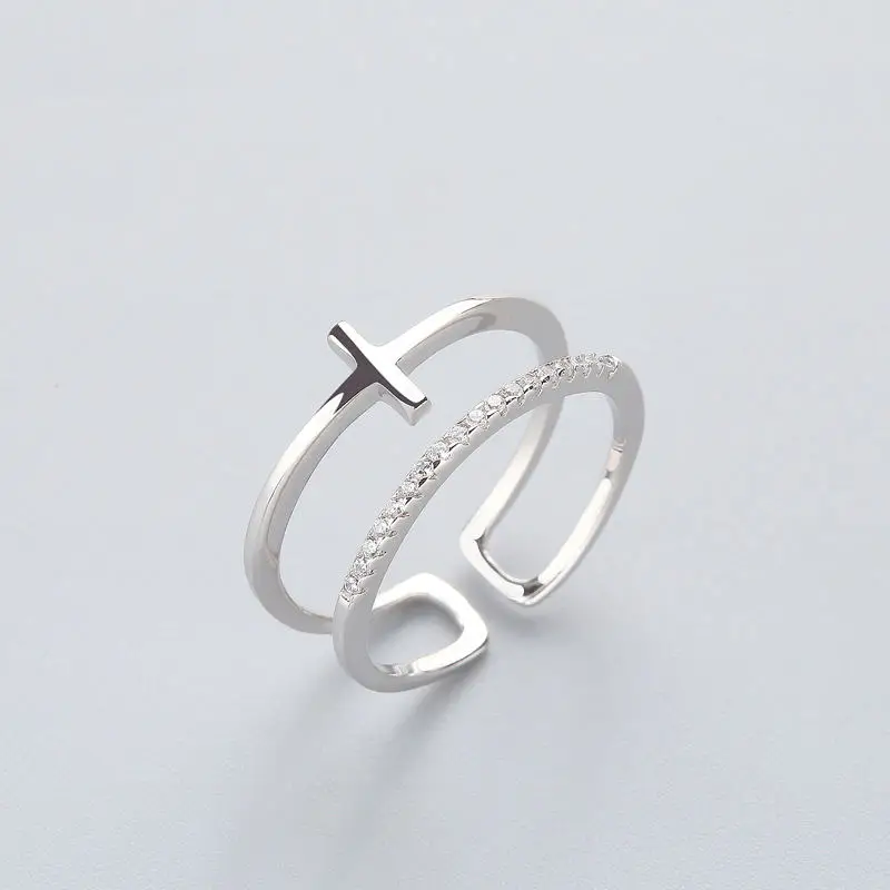 OL Geometric BRidal Cross Personality Ring 925 Sterling Silver For Women Birthday Party Fine jewelry New 2018 Accessories