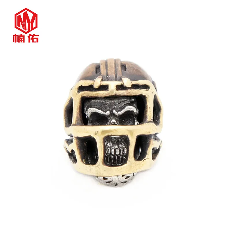 1PC Skull Rugby Hat Football cap Reteo Bronze Tibetan Silver EDC Paracord Beads Umbrella Rope Cord Lanyard Pendants Knife Beads