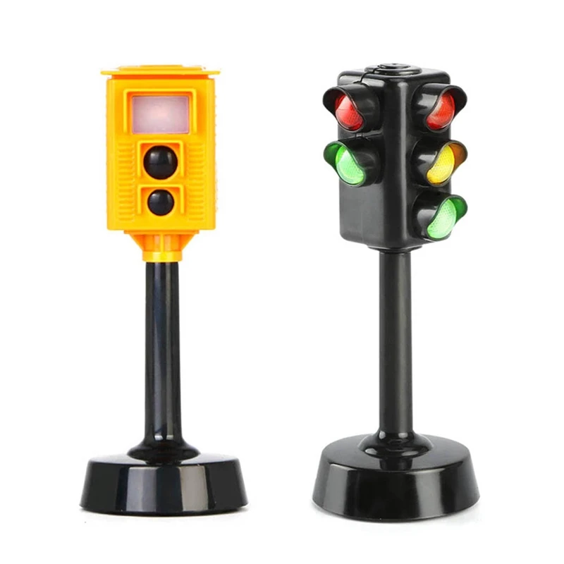 Road-Light-Block Toys Traffic-Signs Kids Children Sound Mini with LED Safety Education