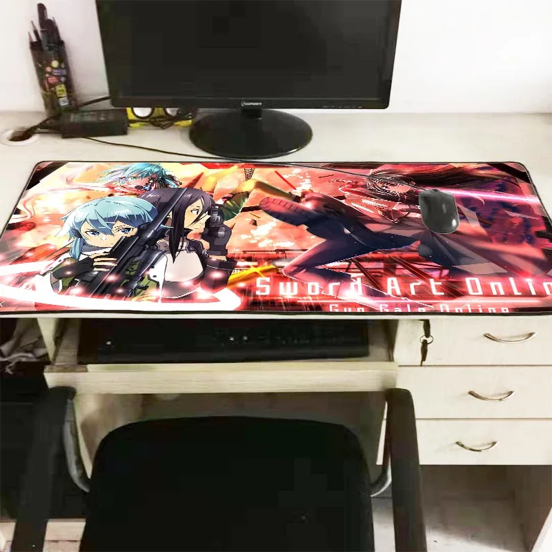  90x40cm Japan Anime Sword Art Online SAO Silon Anti-slip Large Lock Edge Mousepad Computer Mouse Pa